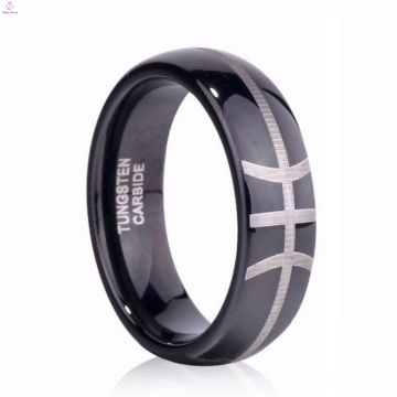 Chegada nova Atacado Basketball Grain Tungsten Jewelry Ring